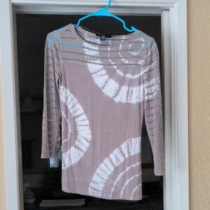 INC International Concepts Beige and White Patterned Top